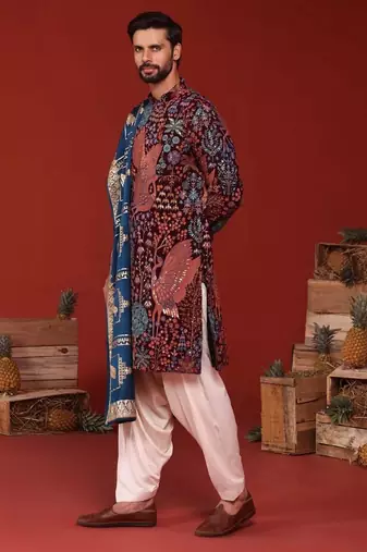 Aarv wine kurta set