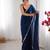Blue fendy satin saree