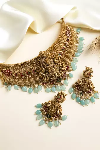 Gold plated laxmi choker set