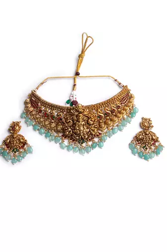 Gold plated laxmi choker set