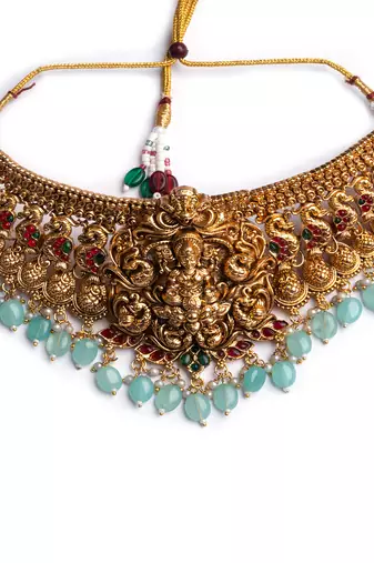 Gold plated laxmi choker set