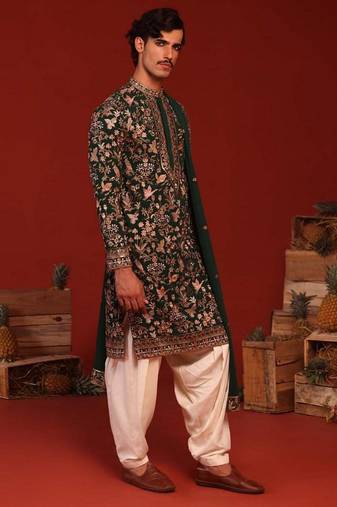 Sagar bottle green kurta set