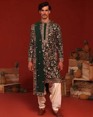 Sagar bottle green kurta set 2
