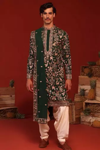 Sagar bottle green kurta set