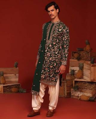 Sagar bottle green kurta set 3