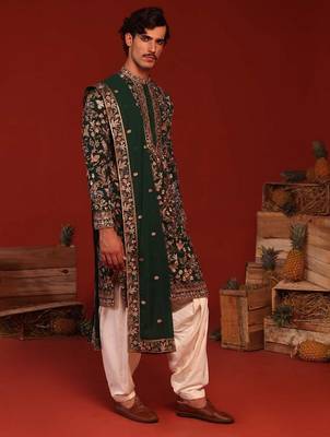 Sagar bottle green kurta set 5