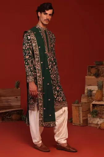 Sagar bottle green kurta set