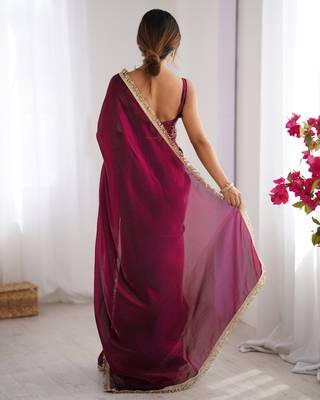 Wine satin saree 3