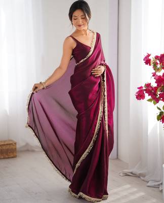 Wine satin saree 6