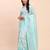Sky blue linen cotton woven saree