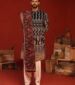 Sahil teal Black kurta set