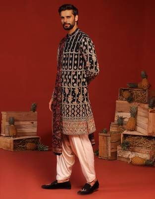 Sahil teal Black kurta set 2