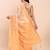 Orange linen cotton woven saree