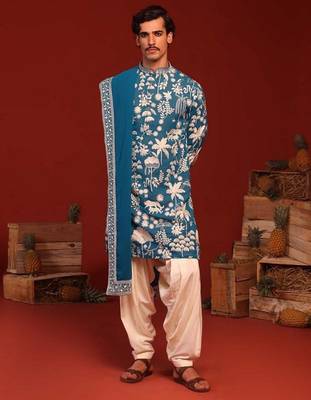 Samar teal blue kurta set 1