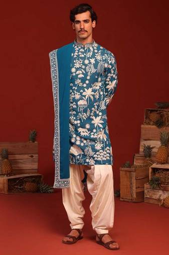 Samar teal blue kurta set