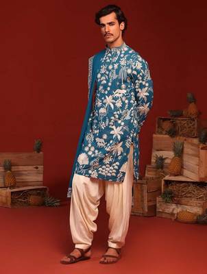 Samar teal blue kurta set 2