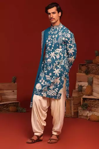 Samar teal blue kurta set
