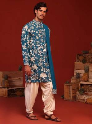 Samar teal blue kurta set 4