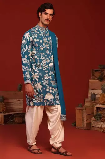 Samar teal blue kurta set