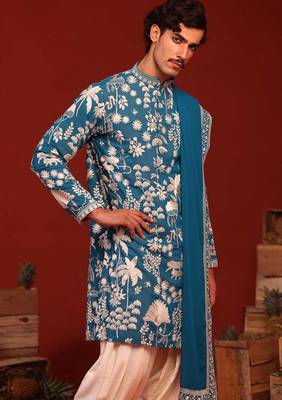 Samar teal blue kurta set 5