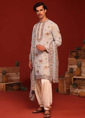 Veerendra sky blue kurta set 1