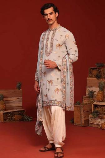 Veerendra sky blue kurta set