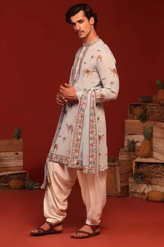 Veerendra sky blue kurta set