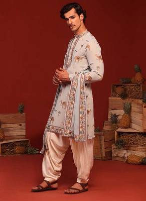 Veerendra sky blue kurta set 3