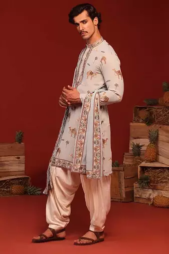 Veerendra sky blue kurta set