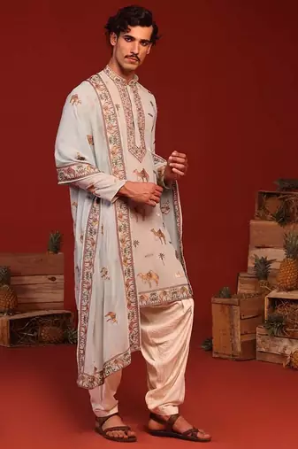 Veerendra sky blue kurta set