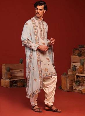 Veerendra sky blue kurta set 5