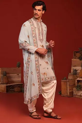 Veerendra sky blue kurta set