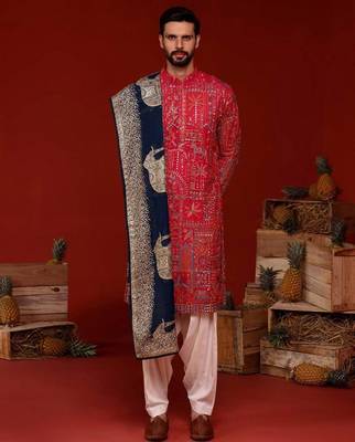 Uttam hot pink kurta set 2