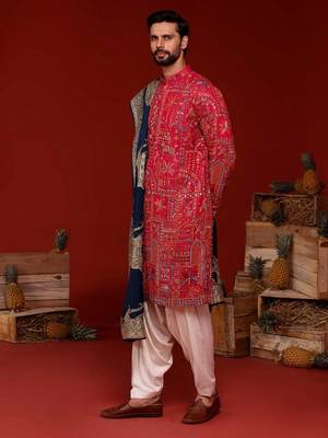 Uttam hot pink kurta set 3