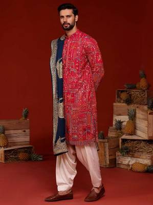 Uttam hot pink kurta set 4