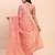 Peach linen cotton woven saree
