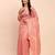 Peach linen cotton woven saree