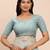 Sky blue linen cotton woven saree