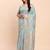 Sky blue linen cotton woven saree