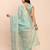 Sea green linen cotton woven saree
