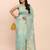 Sea green linen cotton woven saree