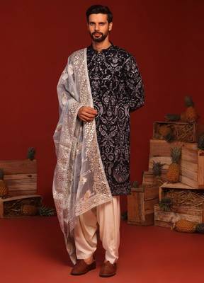 Ruhit navy blue kurta set 1