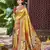 Yellow kanjivaram silk blend zari woven saree