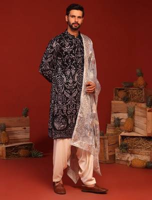 Ruhit navy blue kurta set 5