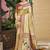 Beige kanjivaram silk blend zari woven saree