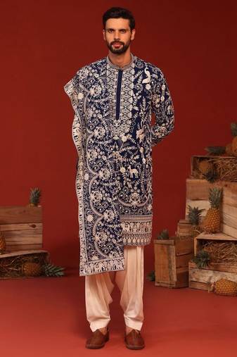 Charvik royal blue kurta set