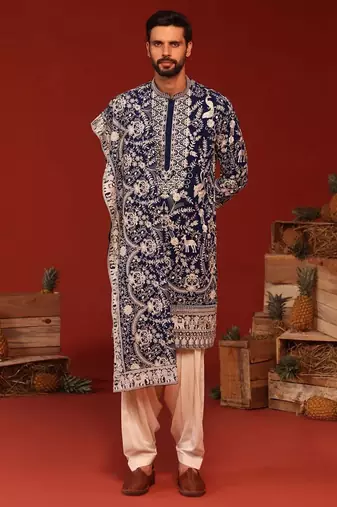 Charvik royal blue kurta set