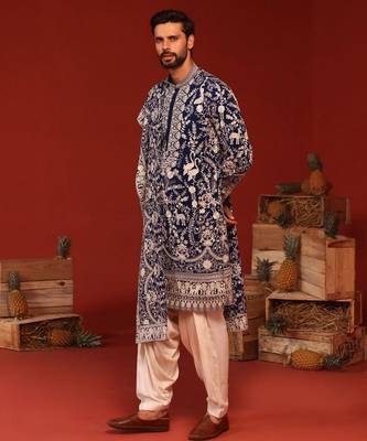 Charvik royal blue kurta set 2