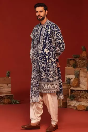Charvik royal blue kurta set