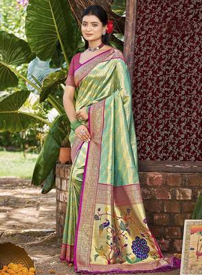 Rama kanjivaram silk blend zari woven saree 1